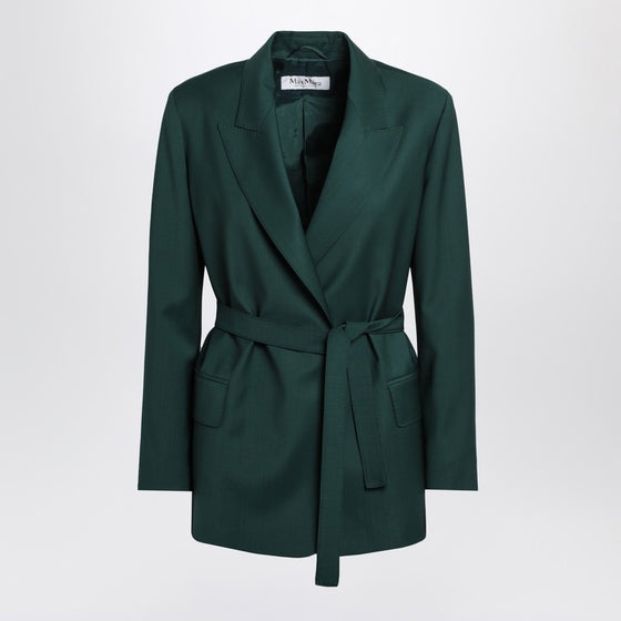 Max Mara Green wool canvas jacket with belt