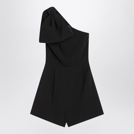 Max Mara Pianoforte One-shoulder short jumpsuit in black cady