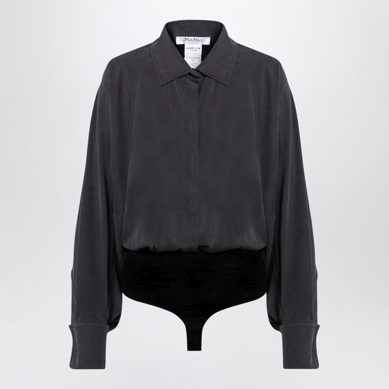 Max Mara Anthracite grey silk body shirt