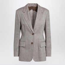  Max Mara Studio Beige single-breasted linen jacket