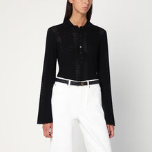  Loulou Studio Black polo shirt in wool and cashmere blend