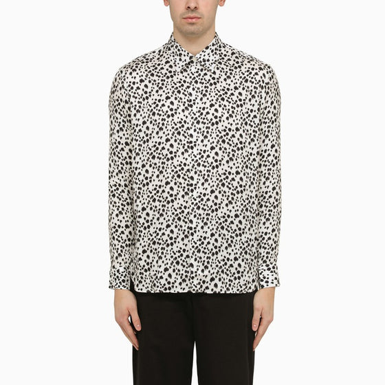 PT Torino White viscose striped shirt