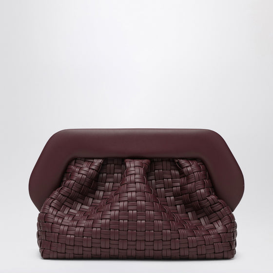 THEMOIRè Plum-coloured woven Bios clutch bag