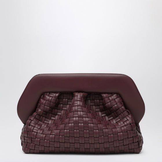 THEMOIRè Plum-coloured woven Bios clutch bag