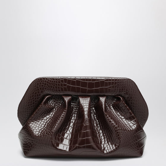 THEMOIRè Medium Bios clutch ebony crocodile effect