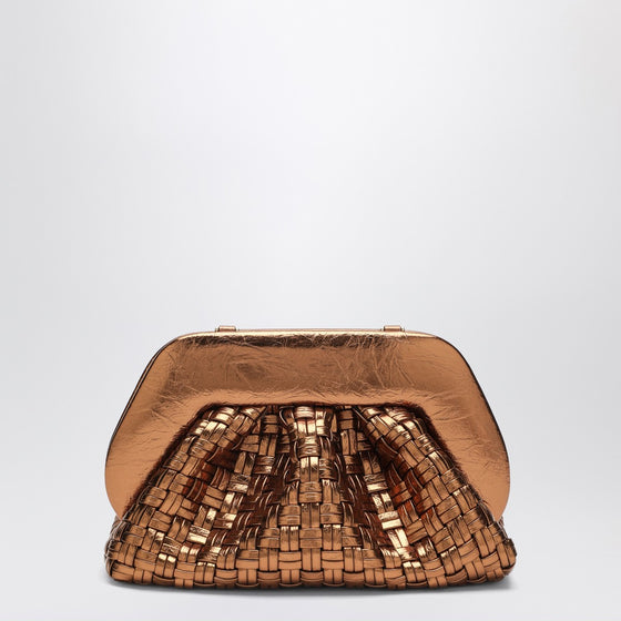 THEMOIRè Micro woven bronze laminate clutch Tia