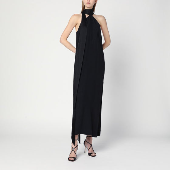 Taller Marmo Black dress in crêpe cady with scarf