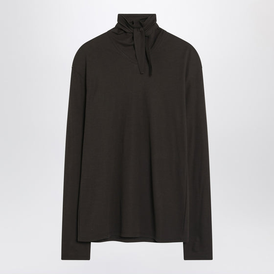 LEMAIRE Brown turtleneck with integrated scarf