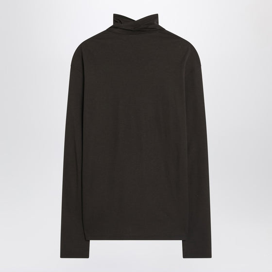 LEMAIRE Brown turtleneck with integrated scarf