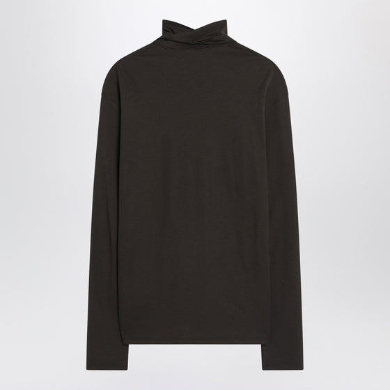 LEMAIRE Brown turtleneck with integrated scarf