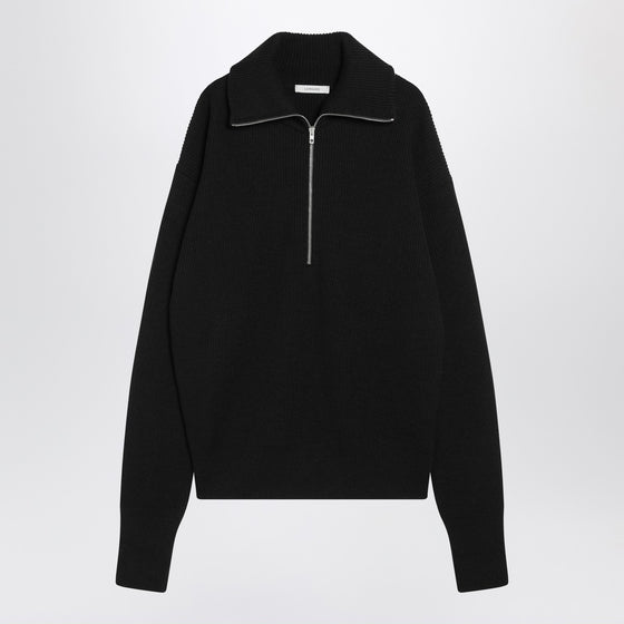 LEMAIRE Black wool zip sweater