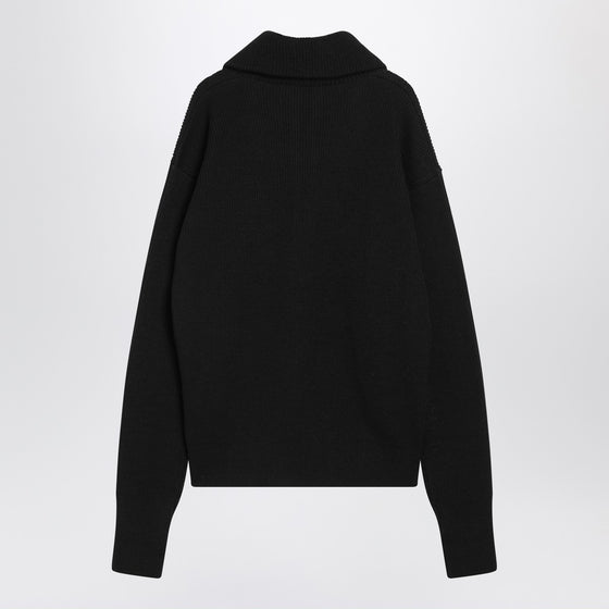LEMAIRE Black wool zip sweater
