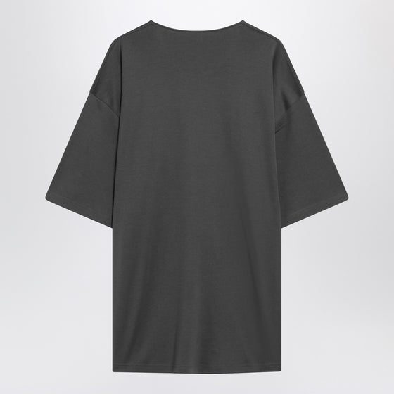 LEMAIRE Charcoal grey cotton and silk T-shirt