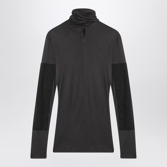 LEMAIRE Grey top with scarf and patches