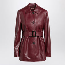  Max Mara Studio Jacket with belt in Bordeaux nappa leather
