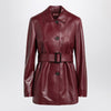 Max Mara Studio Jacket with belt in Bordeaux nappa leather