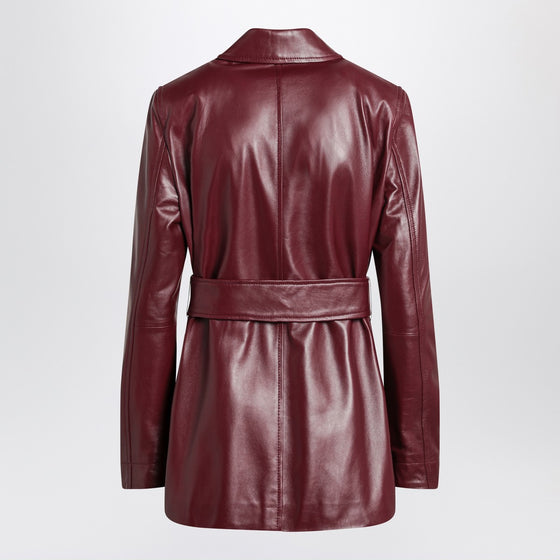 Max Mara Studio Jacket with belt in Bordeaux nappa leather