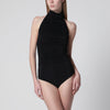 Francesco Murano Black draped viscose-blend bodysuit