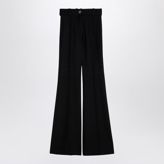 Patou Black wool blend bell-bottom trousers