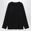 LEMAIRE Black cotton and silk interlock T-shirt