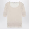 LEMAIRE Light beige trompe-l'oeil top in viscose and silk