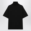 LEMAIRE Black cotton T-shirt with scarf detail