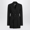 Sportmax Long double-breasted black jacket with belt