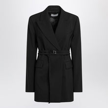  Sportmax Long double-breasted black jacket with belt