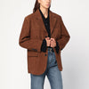 Dunst Camel leather single-breasted jacket