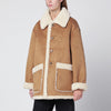 Dunst Beige faux-leather shearling-effect coat