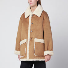  Dunst Beige faux-leather shearling-effect coat