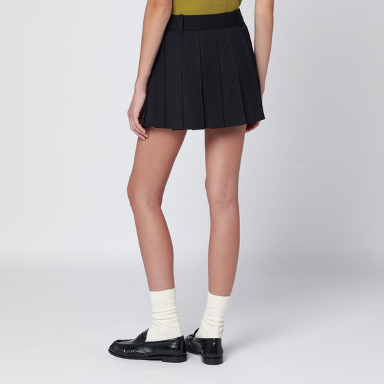 Dunst Navy blue striped pleated mini skirt