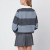 Dunst Light blue/grey striped wool blend polo shirt