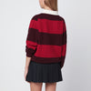 Dunst Red/burgundy striped wool blend polo shirt