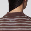 Dunst Brown/mint green striped linen-blend polo shirt