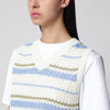 Dunst Ivory/green/light blue striped crochet-effect vest