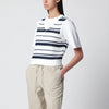 Dunst White/navy blue striped crochet-effect vest