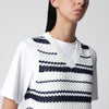 Dunst White/navy blue striped crochet-effect vest
