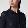 Dunst Navy blue openwork linen-blend cardigan