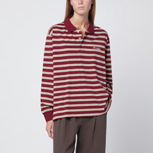  Dunst Burgundy striped cotton polo shirt