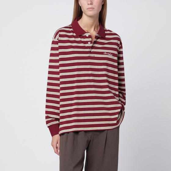 Dunst Burgundy striped cotton polo shirt
