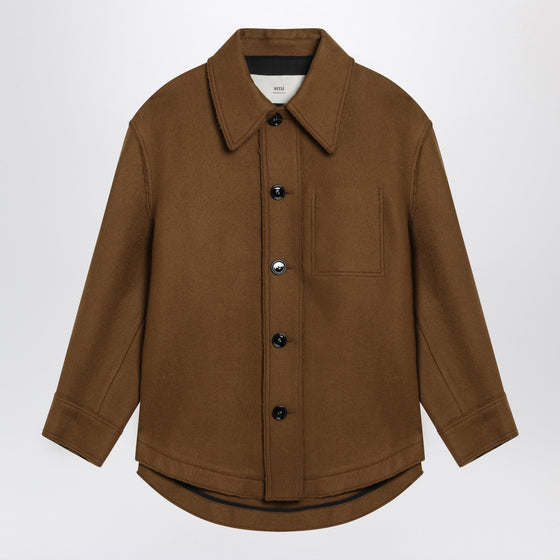 Ami Paris Hazelnut wool shirt with pockets