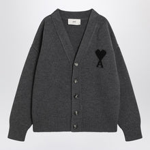  Ami Paris Ami De Coeur heather grey wool cardigan