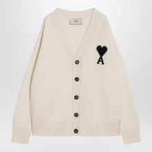  Ami Paris Ami De Coeur white wool cardigan