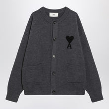  Ami Paris Grey Ami De Coeur cardigan