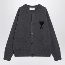  Ami Paris Grey Ami De Coeur cardigan