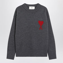  Ami Paris Grey Ami De Coeur wool sweater