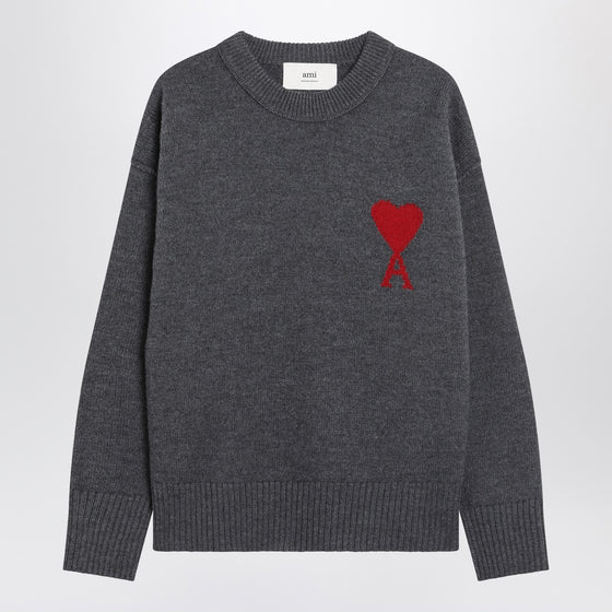 Ami Paris Grey Ami De Coeur wool sweater