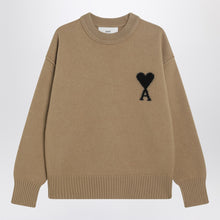  Ami Paris Camel Ami De Coeur sweater in wool