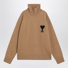  Ami Paris Camel Ami De Coeur turtleneck sweater